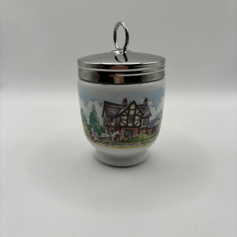 Vtg Royal Worcester Farmhouse Egg Recipe Coddler Porcelain Oven to Table